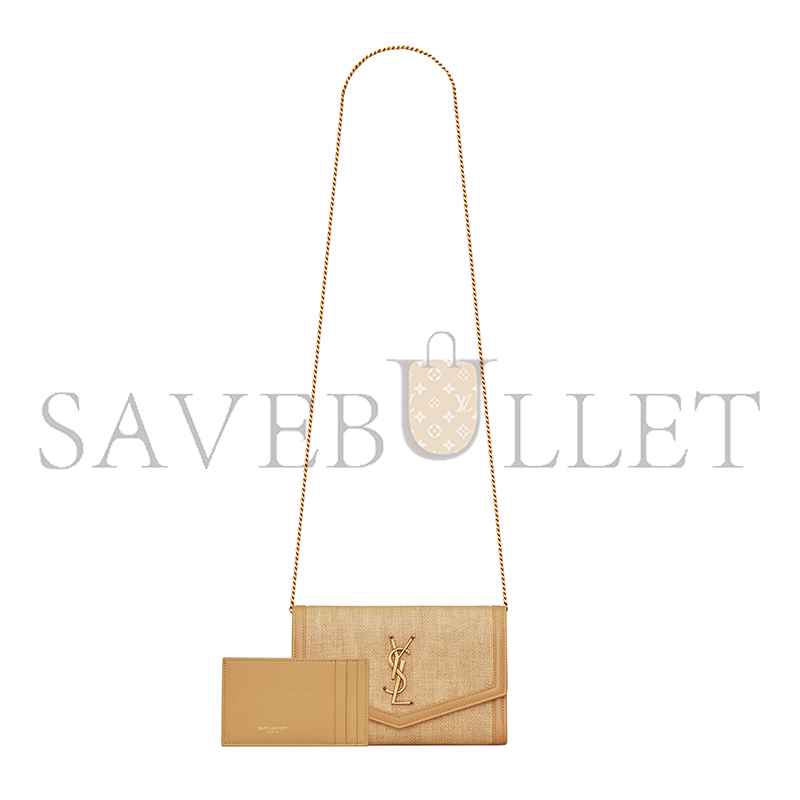 Y*L uptown chain wallet in micro raffia 6077882uf1w9985 (19*12*3cm)